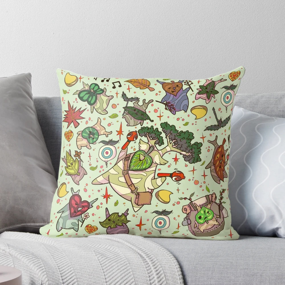 Korok Party Pillow featuring a colorful, whimsical design inspired by the Legend of Zelda: Tears of the Kingdom video game.