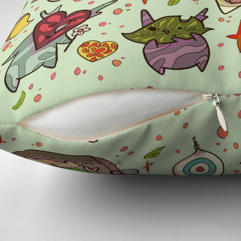 Korok Party Pillow featuring a colorful, whimsical design inspired by the Legend of Zelda: Tears of the Kingdom video game.