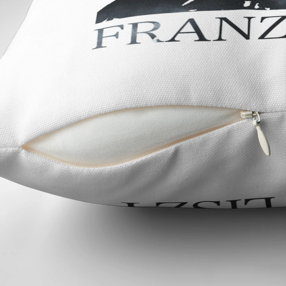 Elegant Franz Liszt-inspired pillow featuring a grand piano design
