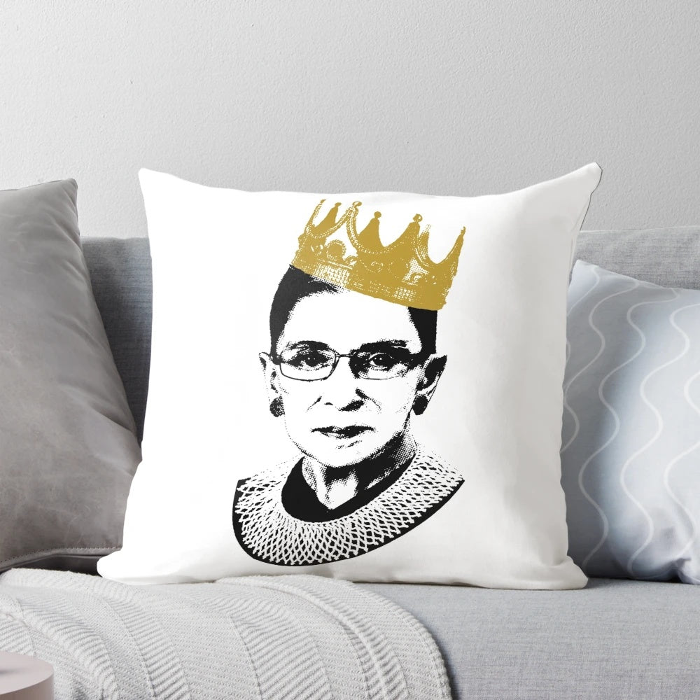 Pillow featuring the image of Ruth Bader Ginsburg, the renowned Supreme Court Justice and champion of women's rights