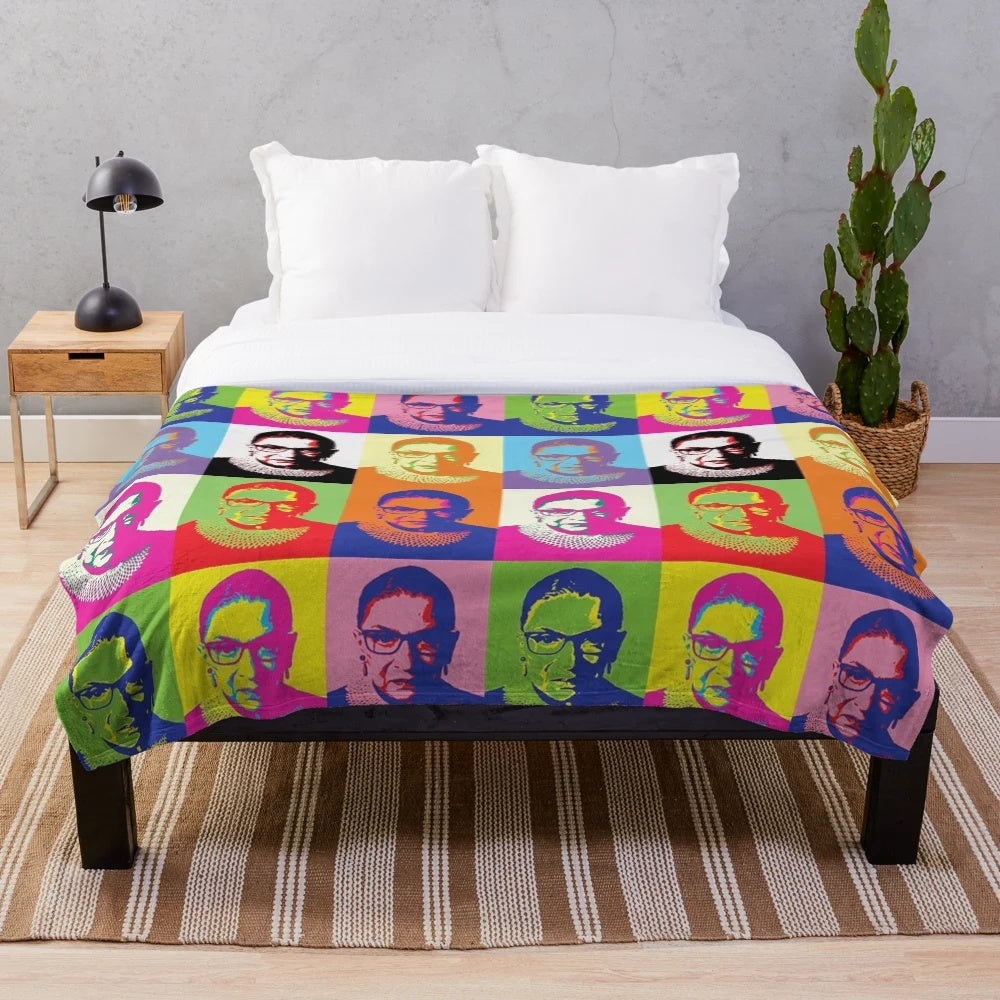 Plush blanket featuring the iconic portrait of Ruth Bader Ginsburg
