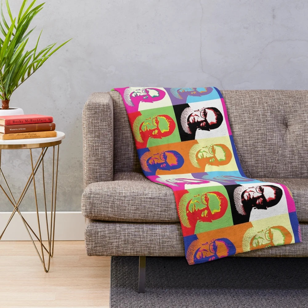 Plush blanket featuring the iconic portrait of Ruth Bader Ginsburg