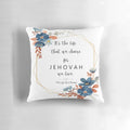 Floral pillow with the text "The Life Of A Pioneer" on it