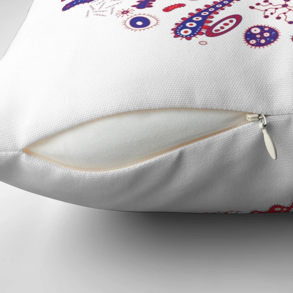 Microbiologist-themed throw pillow with microscopic organisms and bacteria