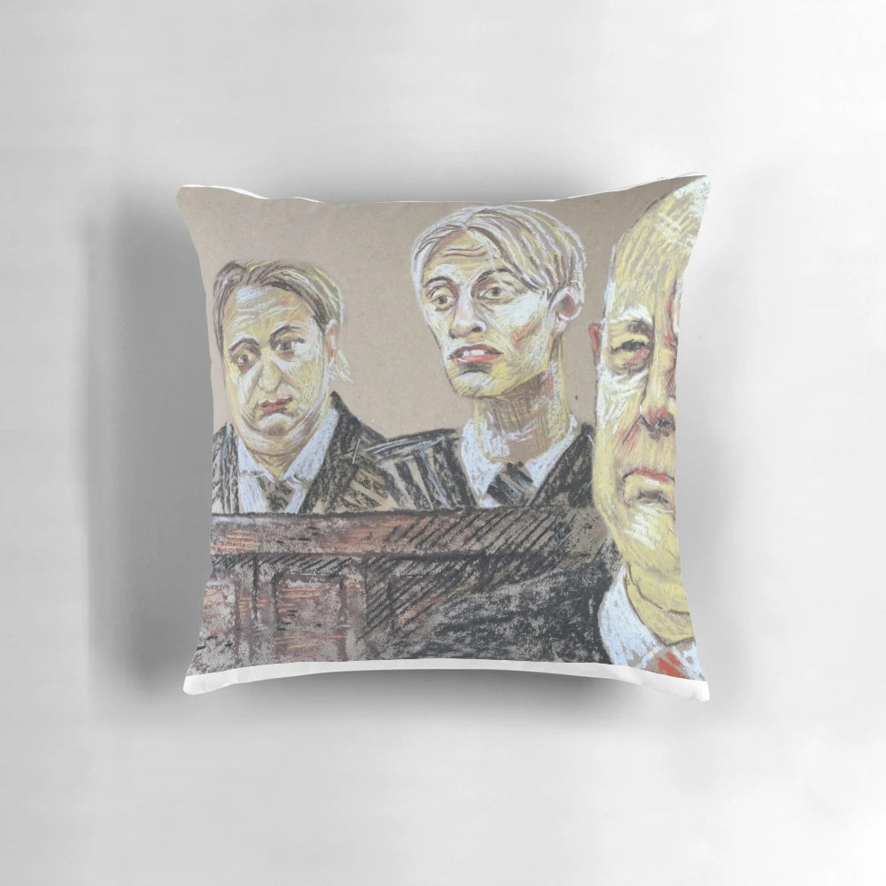 A cozy pillow featuring the beloved characters from the BBC comedy "This Country"