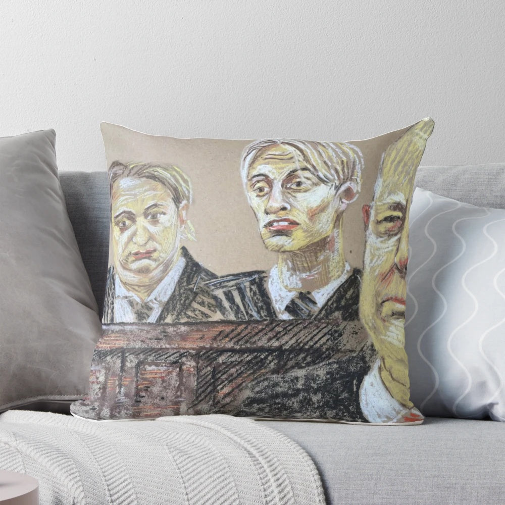 A cozy pillow featuring the beloved characters from the BBC comedy "This Country"