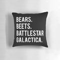 Bears Beets Battlestar Galactica Pillow, featuring iconic characters from the hit TV show The Office