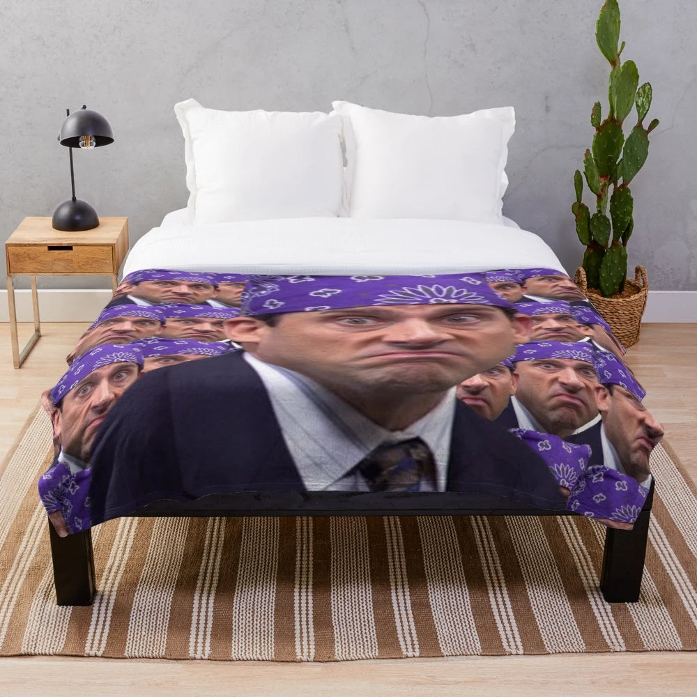 Prison Mike inspired plush blanket with collage of The Office characters