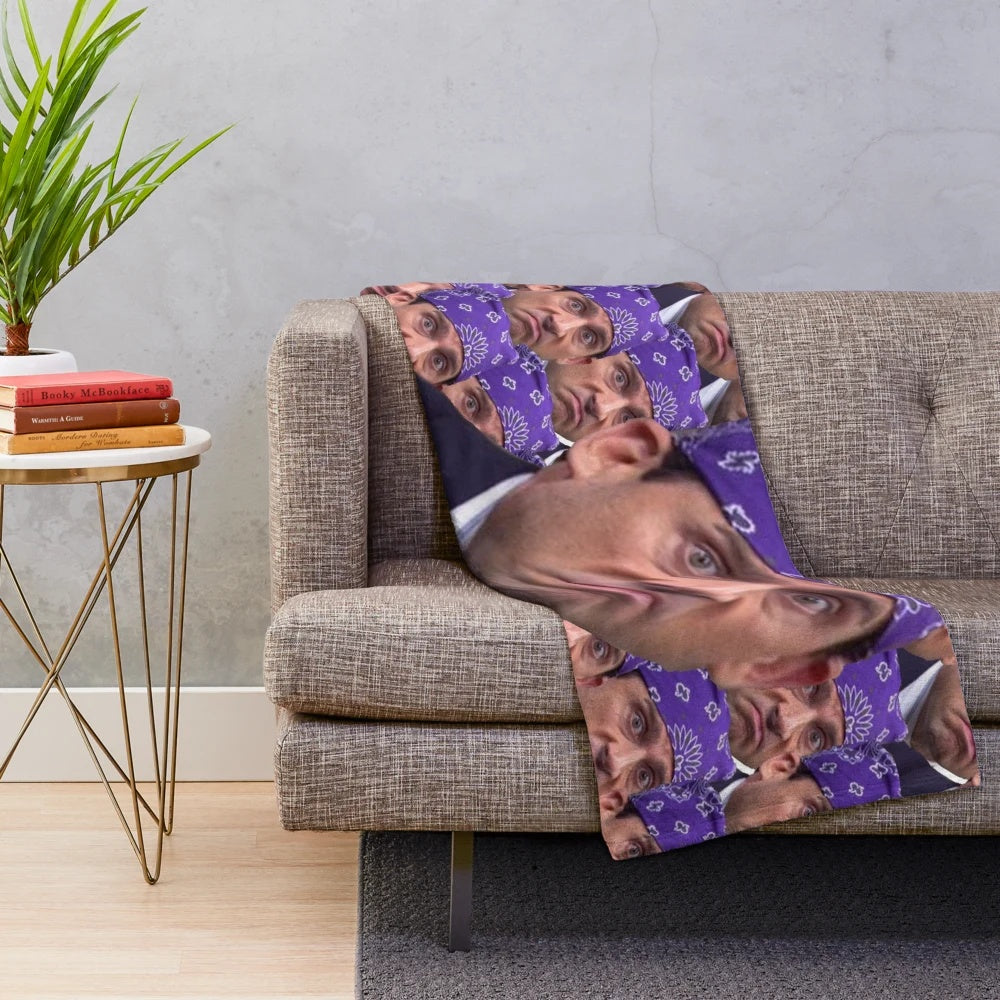 Prison Mike inspired plush blanket with collage of The Office characters
