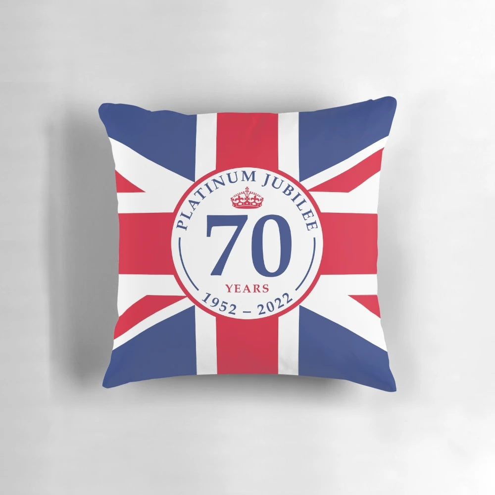 Platinum Jubilee Flag Pillow featuring the Union Jack design
