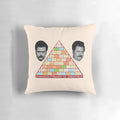 A soft and cozy pillow featuring the Ron Swanson Pyramid of Greatness from the TV series Parks and Recreation.