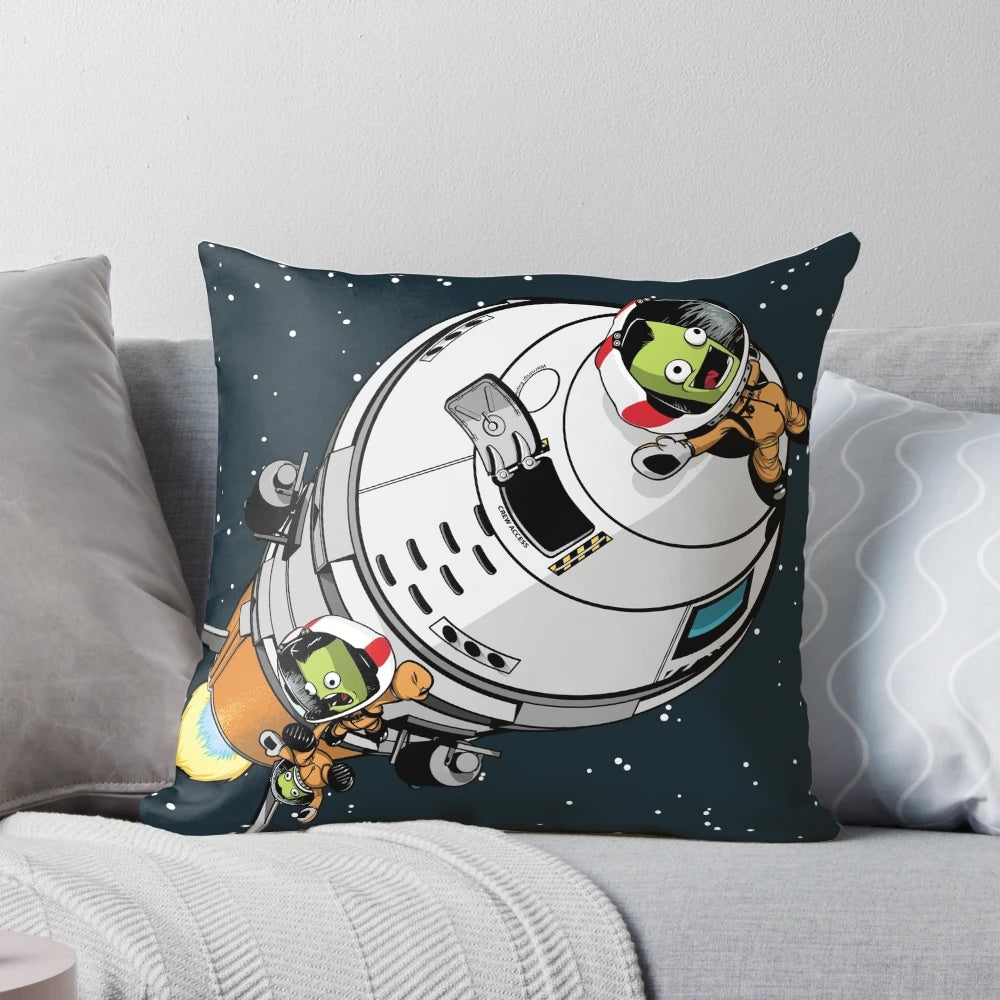 Jebbin' Pillow - Kerbal Space Program inspired design with a rocket launching into space