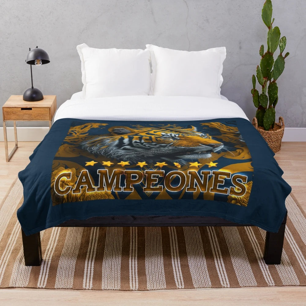 Plush Blanket Featuring the Triumphant Design of the Tigres de Monterrey UANL Champions