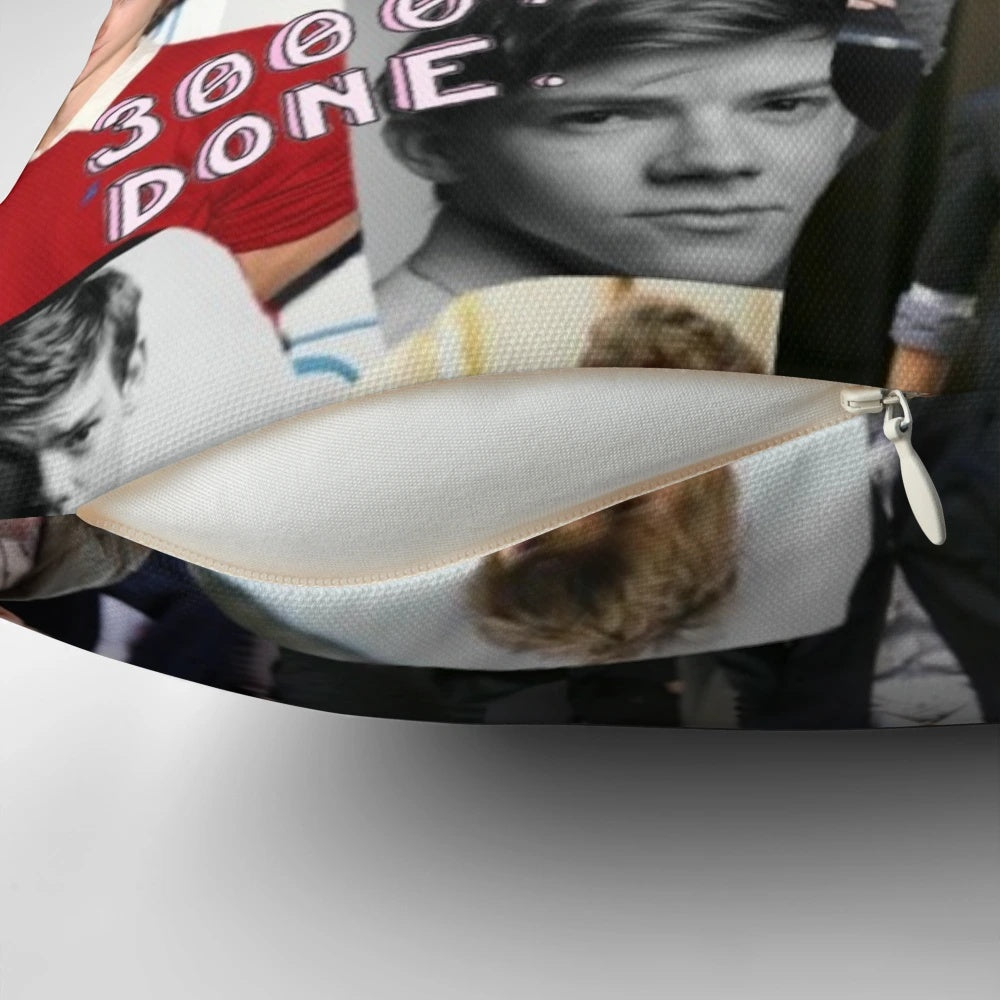 Collage pillow featuring images of British actor Thomas Brodie-Sangster from various roles