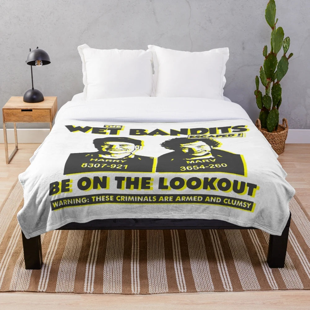 Plush blanket featuring the iconic Wet Bandits from the classic Home Alone movie