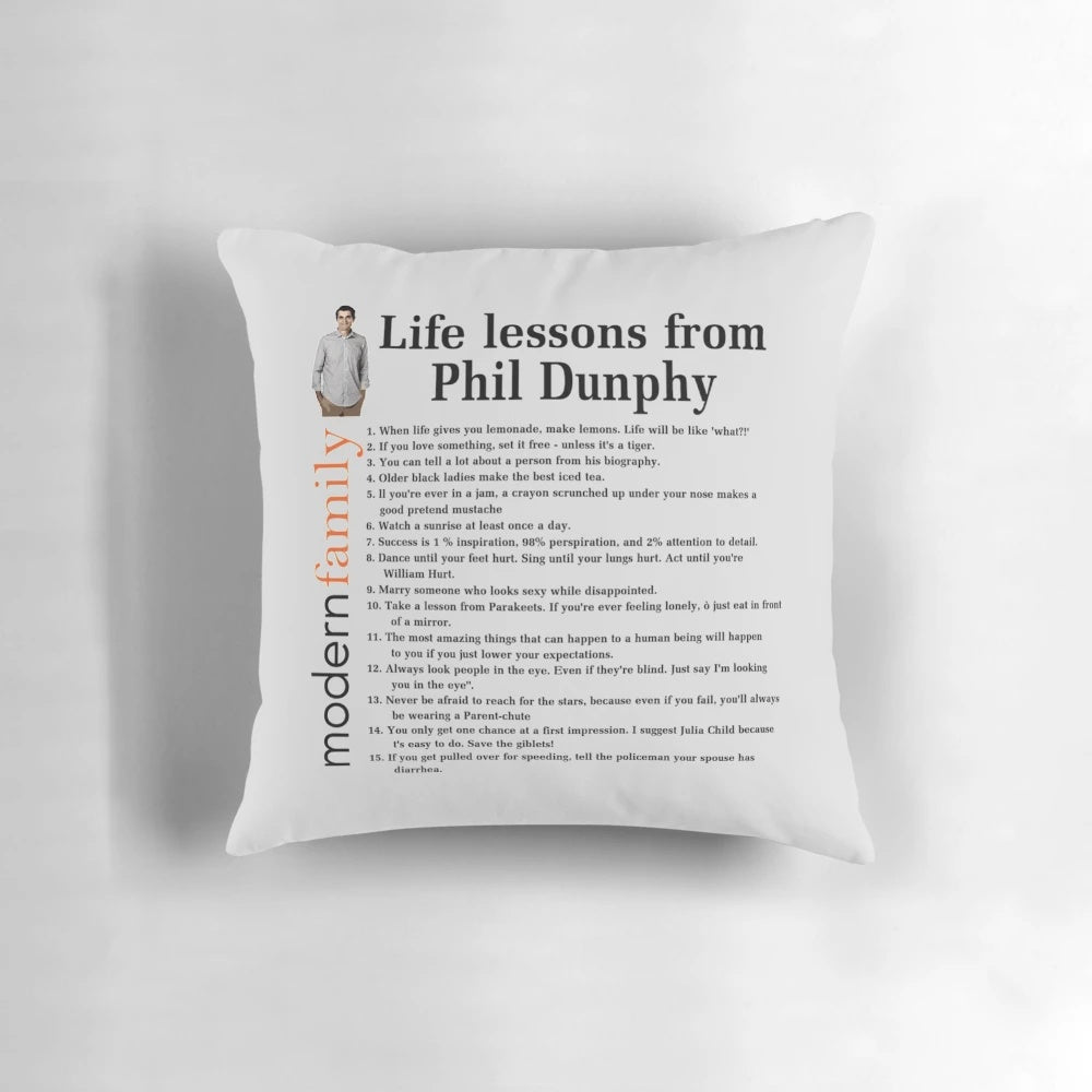Decorative pillow featuring Phil Dunphy from the hit TV series 'Modern Family