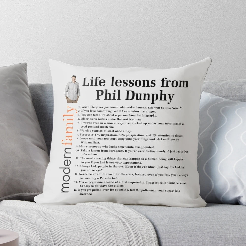 Decorative pillow featuring Phil Dunphy from the hit TV series 'Modern Family