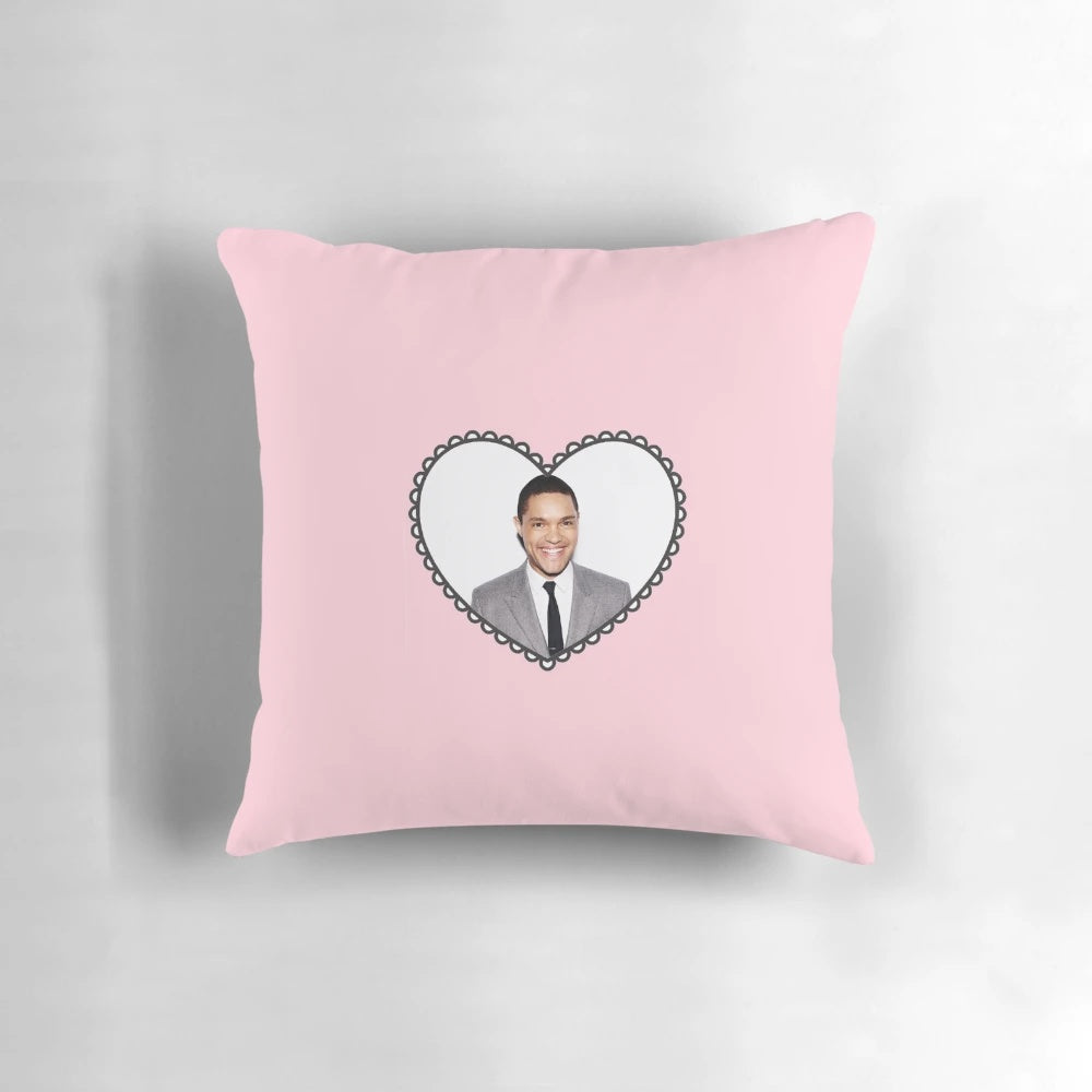 Cozy 'The Daily Show with Trevor Noah' heart-shaped pillow