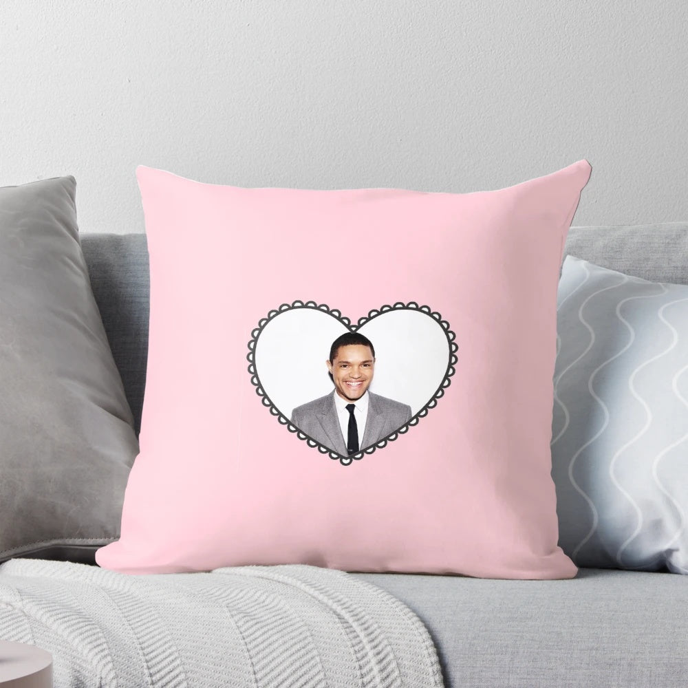 Cozy 'The Daily Show with Trevor Noah' heart-shaped pillow
