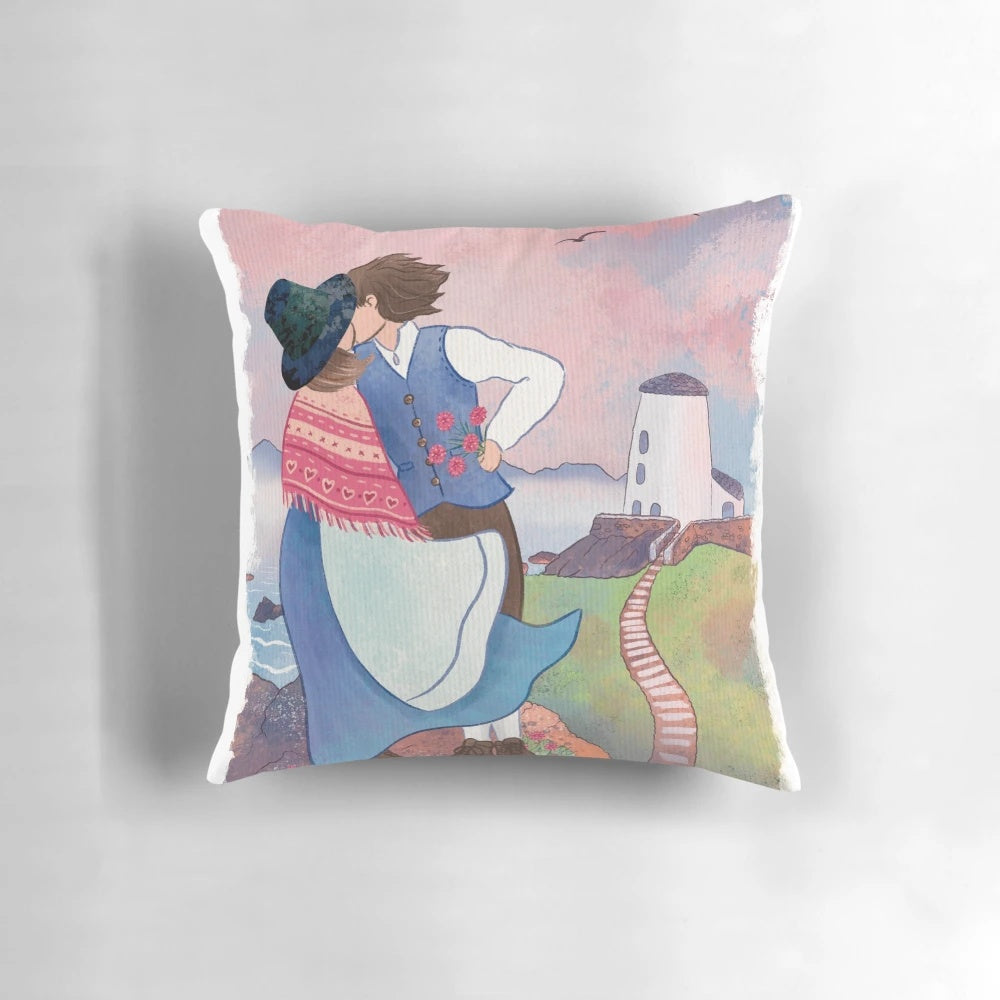 Santes Dwynwen Pillow Cover in Welsh Motif