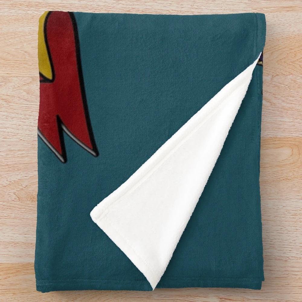 Plush blanket featuring the crest of the Will Hay Appreciation Society