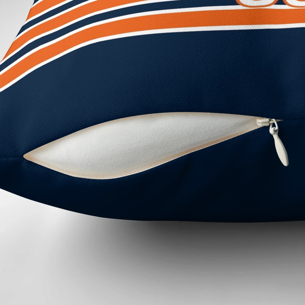 Chicago Bears inspired GSH stripes pillow with navy and white design