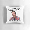 A pillow featuring the character Andy Bernard from the TV show The Office, wearing a Cornell University sweatshirt.