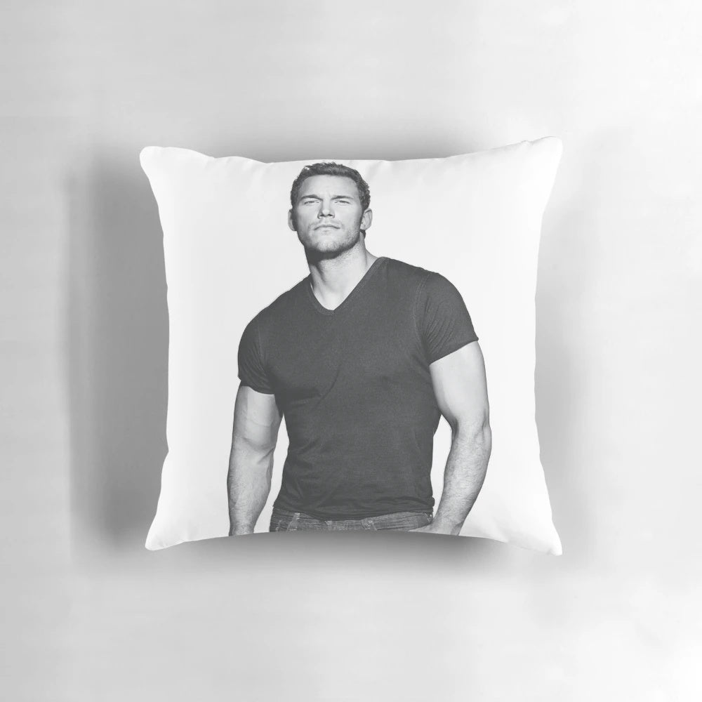 High-quality, plush pillow featuring a photo of actor Chris Pratt