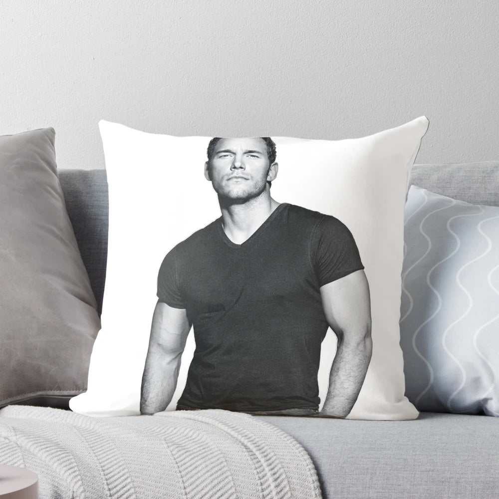 High-quality, plush pillow featuring a photo of actor Chris Pratt