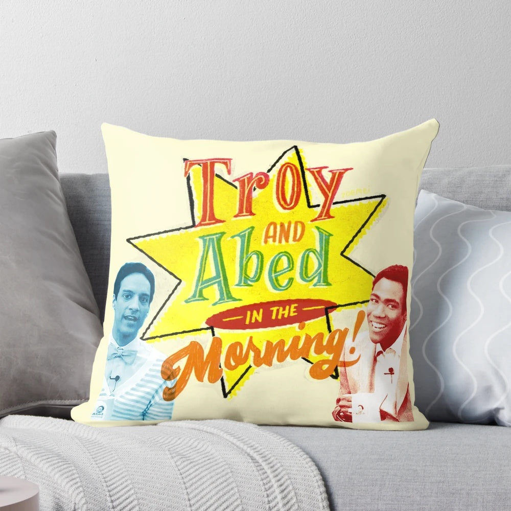 Colorful pillow featuring Troy and Abed from the TV show Community