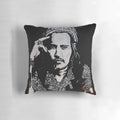 High-quality portrait of acclaimed actor Johnny Depp printed on a plush pillow