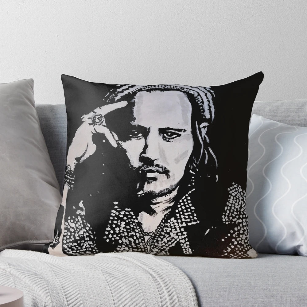High-quality portrait of acclaimed actor Johnny Depp printed on a plush pillow