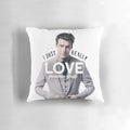 Soft and cozy pillow featuring a portrait of Broadway star Jonathan Groff