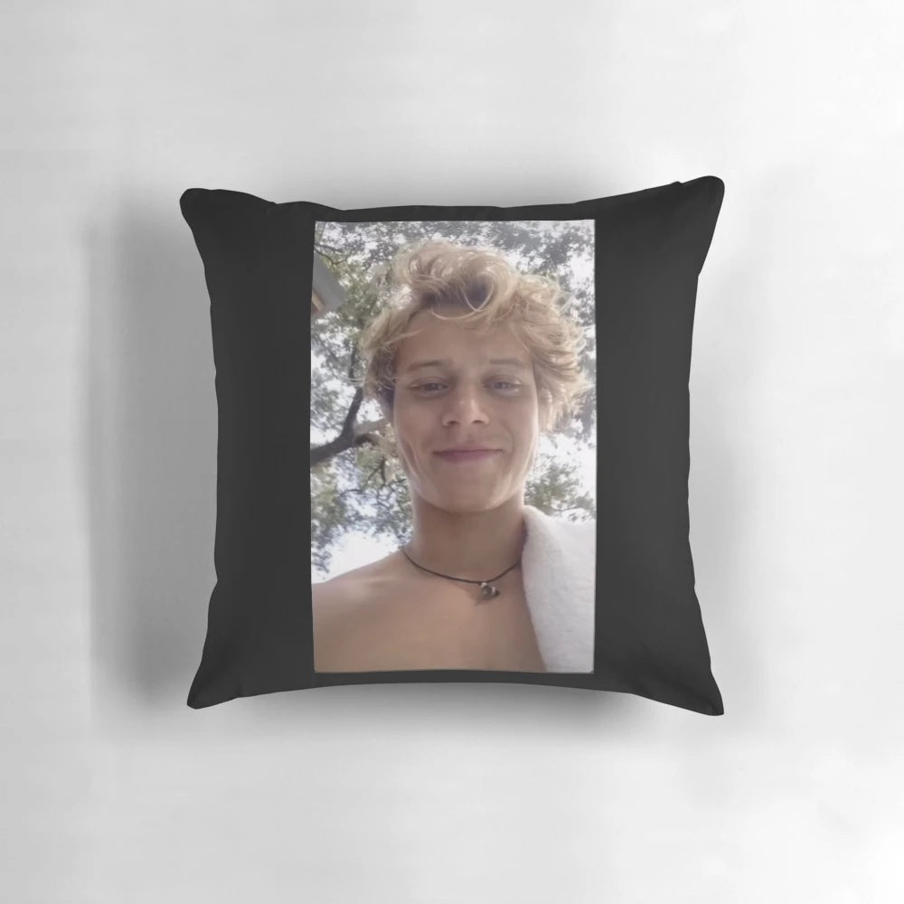 Soft and comfortable pillow featuring the image of Rudy Pankow, the popular actor
