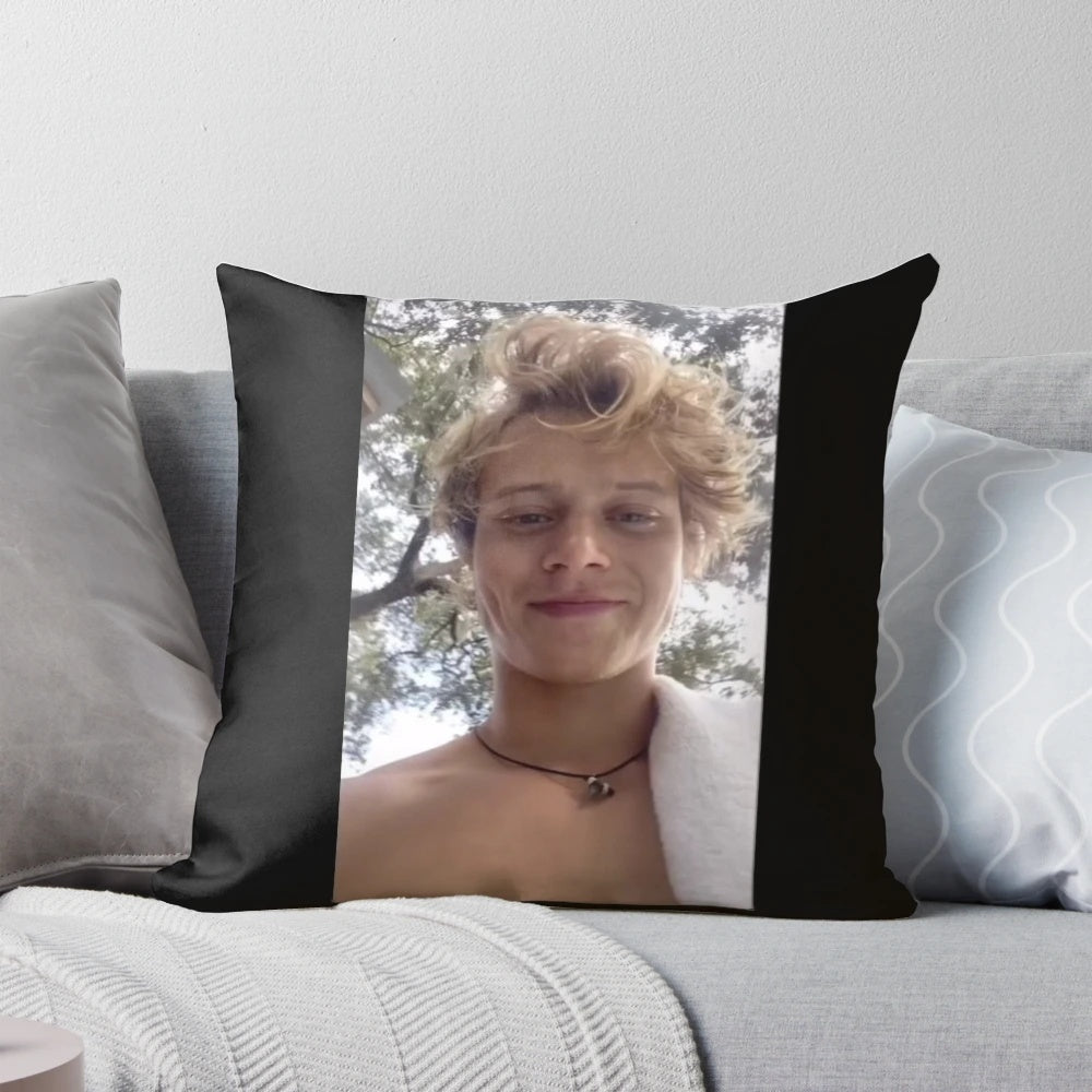 Soft and comfortable pillow featuring the image of Rudy Pankow, the popular actor