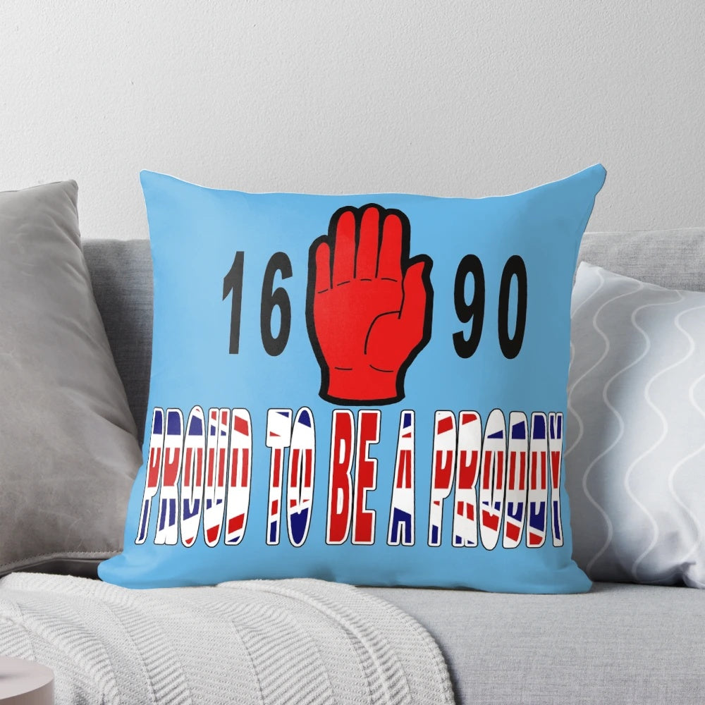 Proud Proddy 1690 Pillow featuring the Orange Order flag and symbols