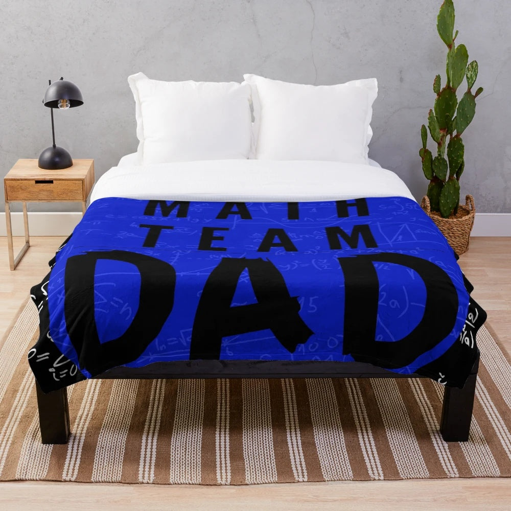 Plush blanket with "Math Team Dad" design
