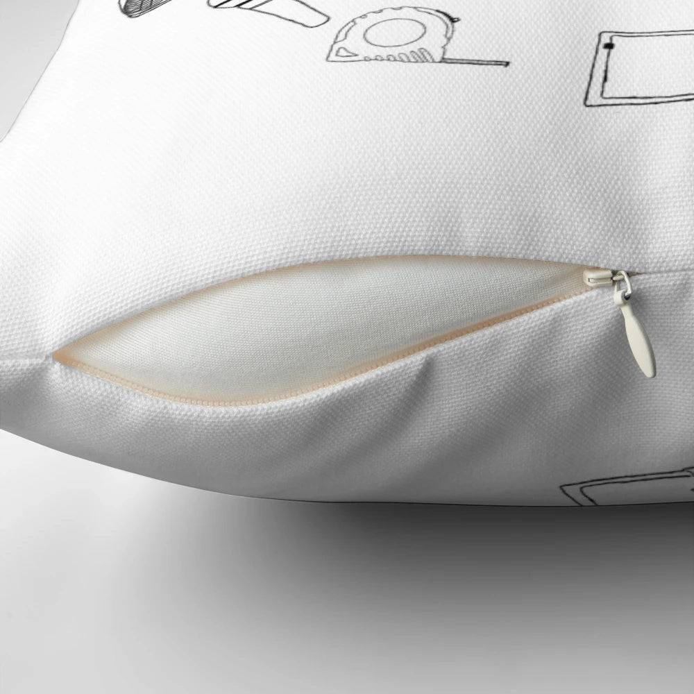 A cozy 'I Create Theatre' pillow featuring a celebration of technical theatre roles