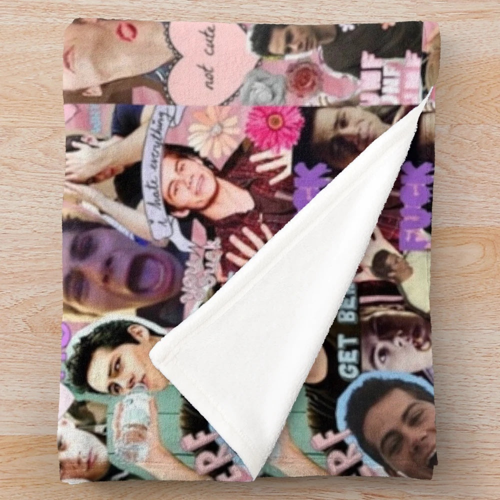 Dylan O'Brien inspired celebrity collage plush blanket