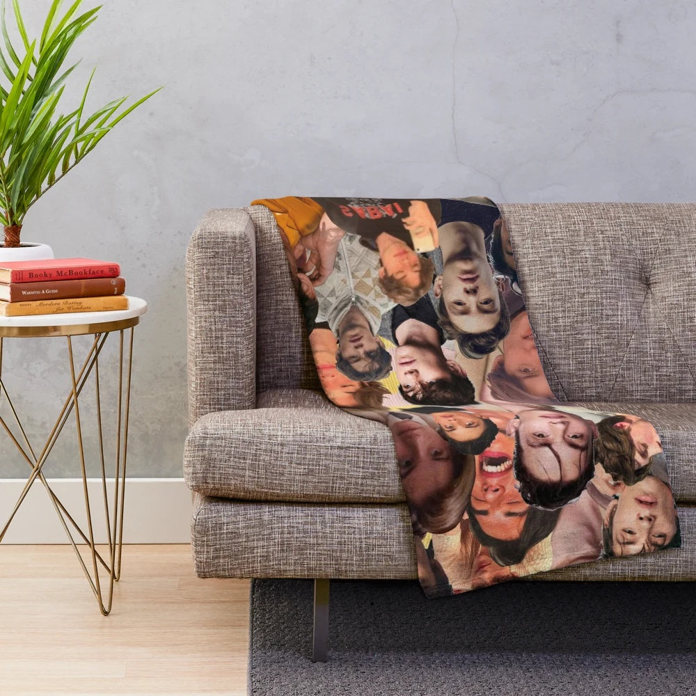 Louis Partridge photo collage design on a plush blanket