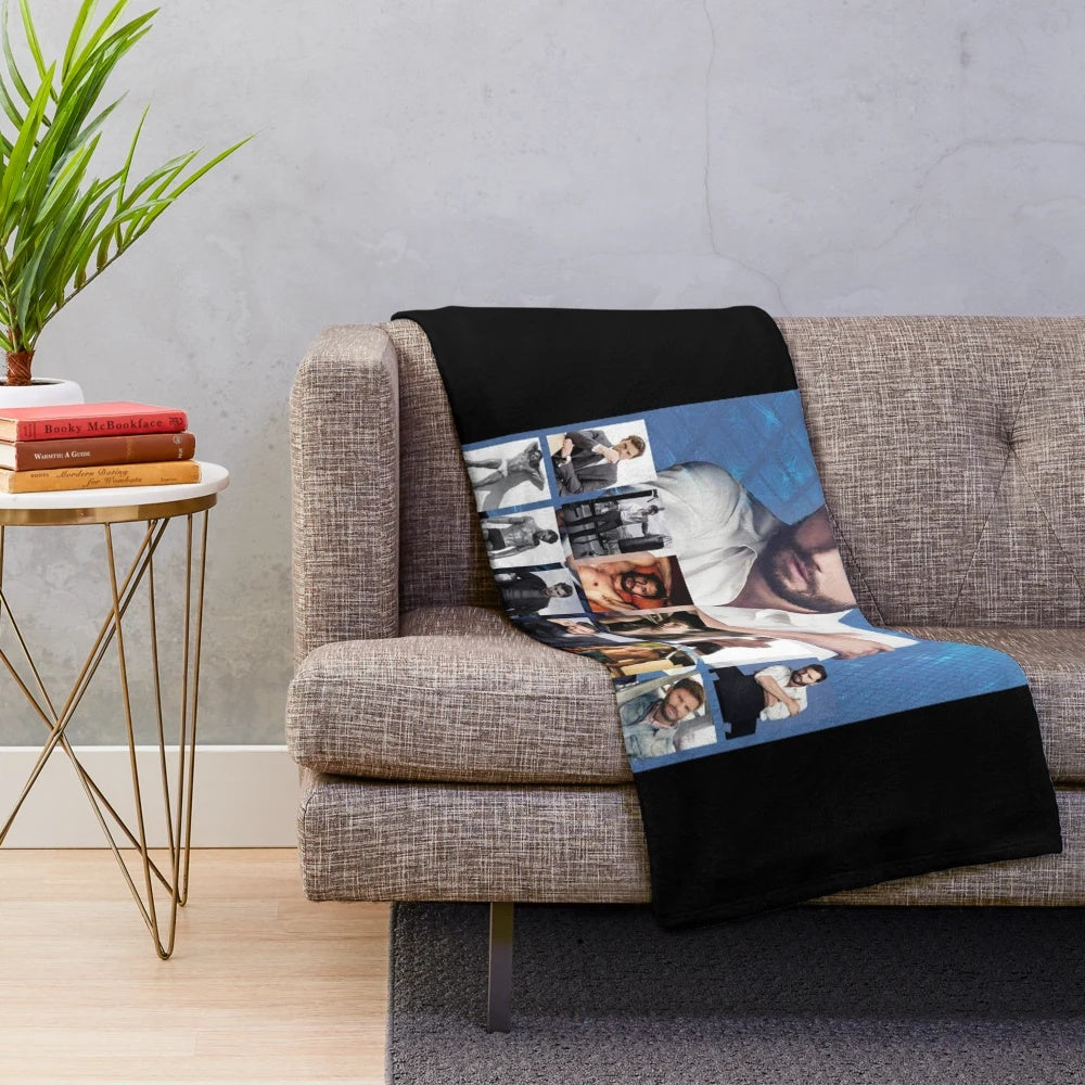 A plush, soft blanket featuring the image of celebrity Jamie Dornan