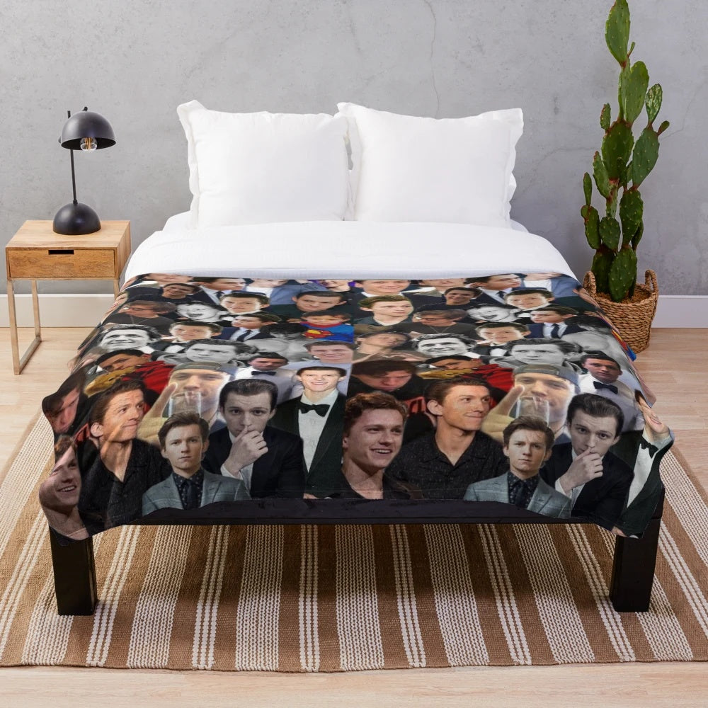 Tom Holland Photo Collage Plush Blanket
