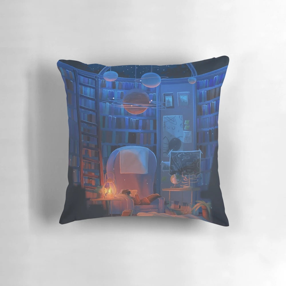 Soft, galaxy-inspired pillow with a starry night sky design