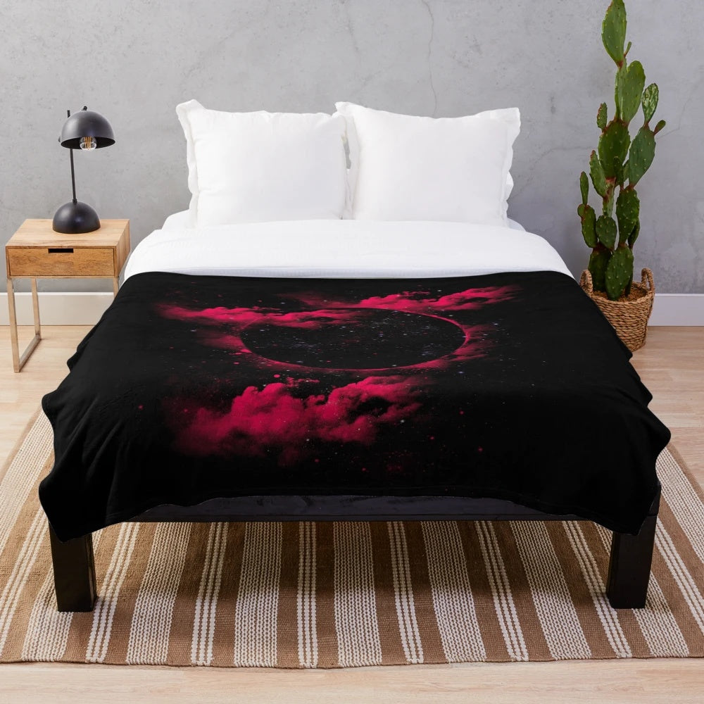 Black hole plush blanket with celestial design