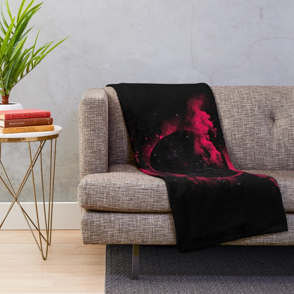 Black hole plush blanket with celestial design