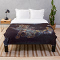 Celestial cat plush blanket with cosmic pattern and galaxy design