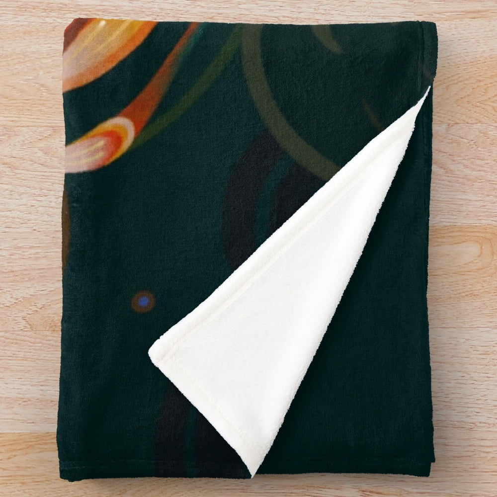 Soft and cozy plush blanket featuring a pair of comet goldfish swimming in an oriental-inspired design