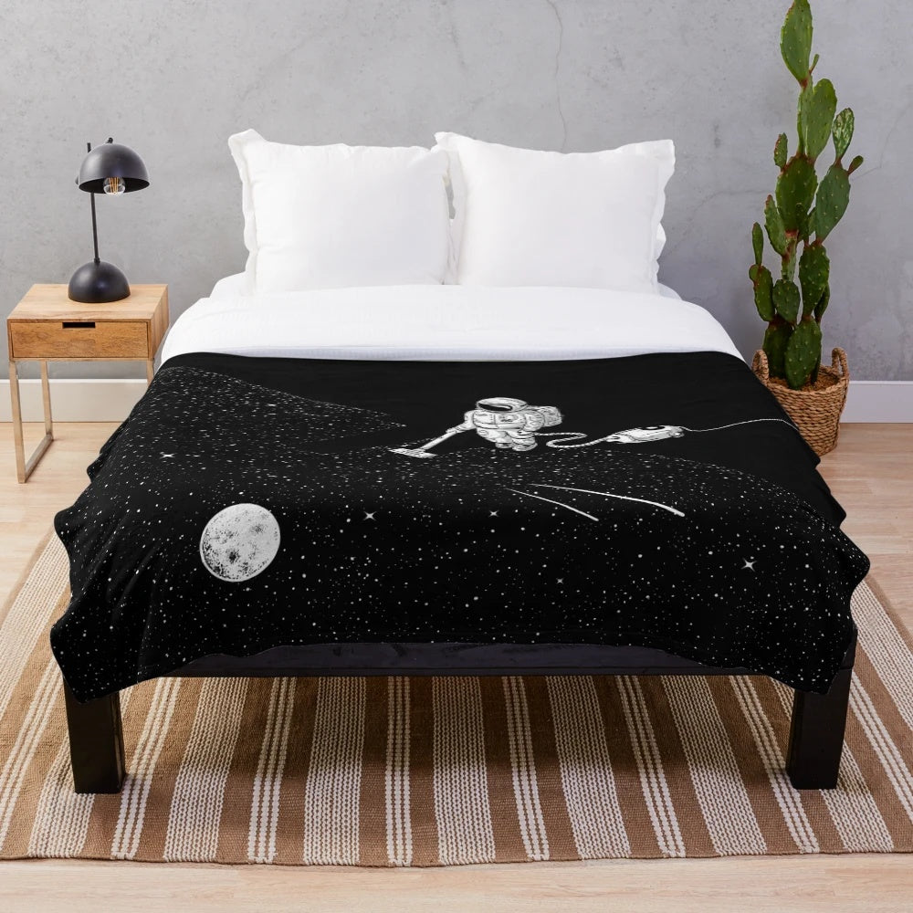 Cozy plush blanket featuring a galaxy-inspired cosmic design
