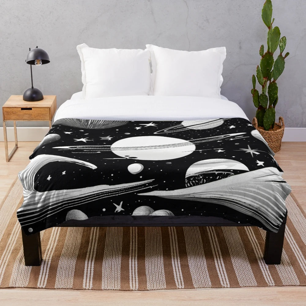 PLANETOUS Plush Blanket featuring a galaxy and star design