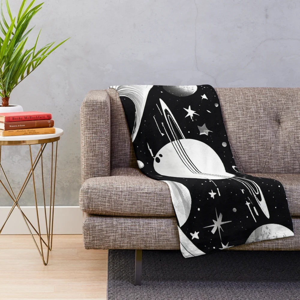 PLANETOUS Plush Blanket featuring a galaxy and star design